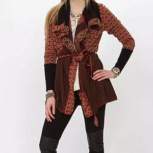 BKE Boho Patchwork Open Front Cardigan Size Medium